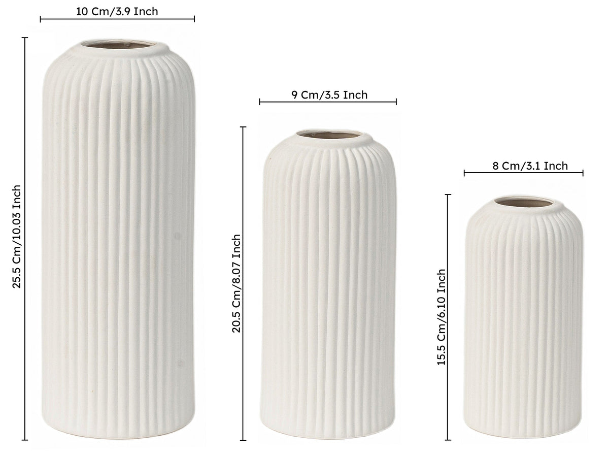 Premium Ceramic Pipe Vase Set of 3 (White) Bodhi House