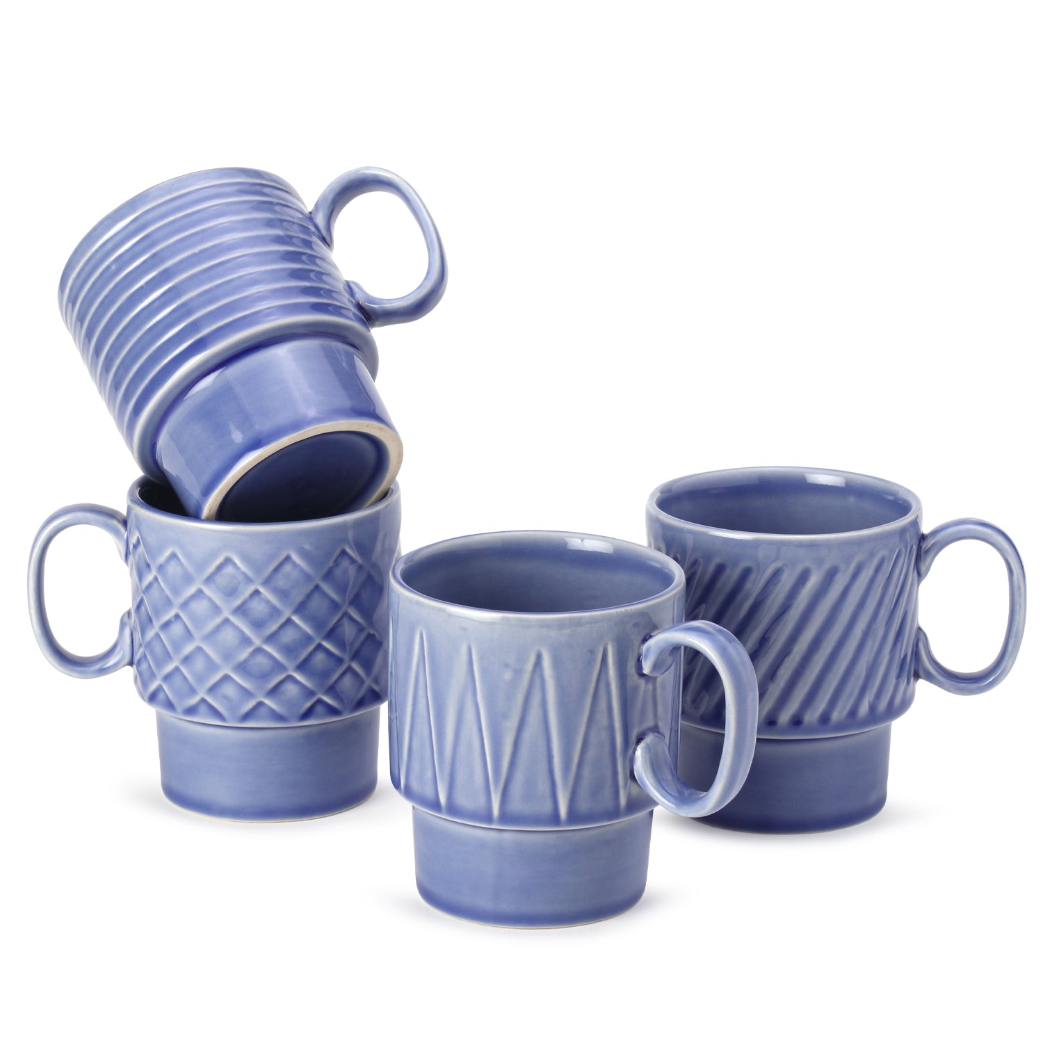 Mist Blue Ceramic Cups Set of 4 Pieces (250 ml)