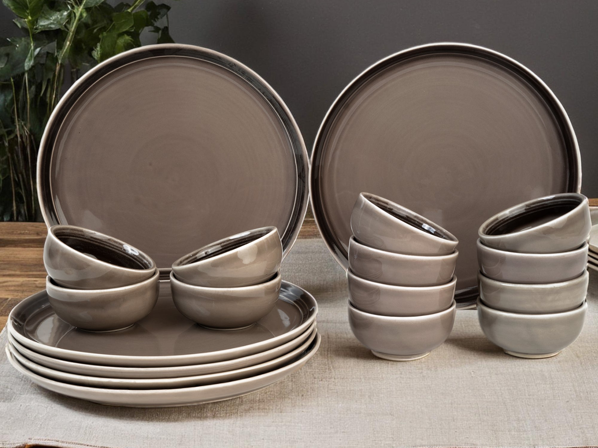 Smoke Grey Premium Porcelain Dinner Set Of 18 Pcs