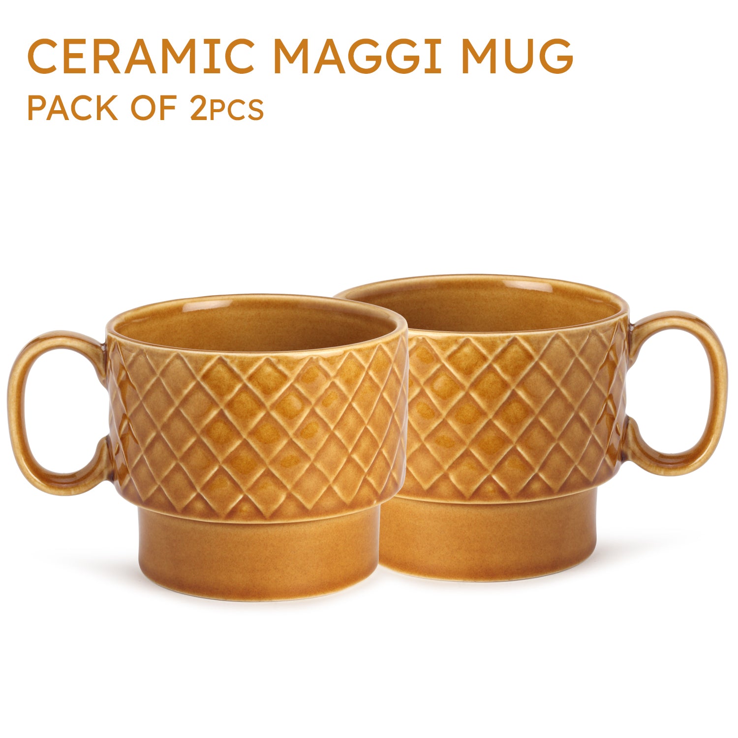 Golden Brown Ceramic Cups Set of 2 Pieces (500 ml)