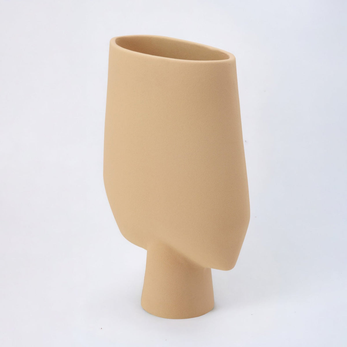 Bodhi House Ceramic Handcrafted Modern Abstract Square Minimalist Aesthetic Flower Vase for Home Decor and Gifting Vases | Matte Finish | Decorative Flower Vase for Living Room - Beige | Set of 2 Bodhi House