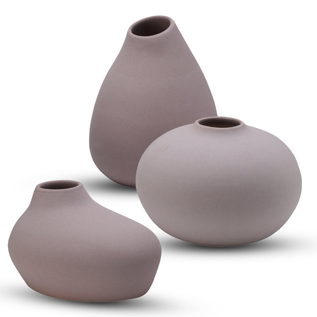 Bodhi House Ceramic Handcrafted Modern Minimalist Aesthetic Flower Vase for Home Dcor and Gifting Vases Set of 3 Pcs | Matte Finish | Decorative Flower Vase for Living Room - Set of 1 | Grey Bodhi House