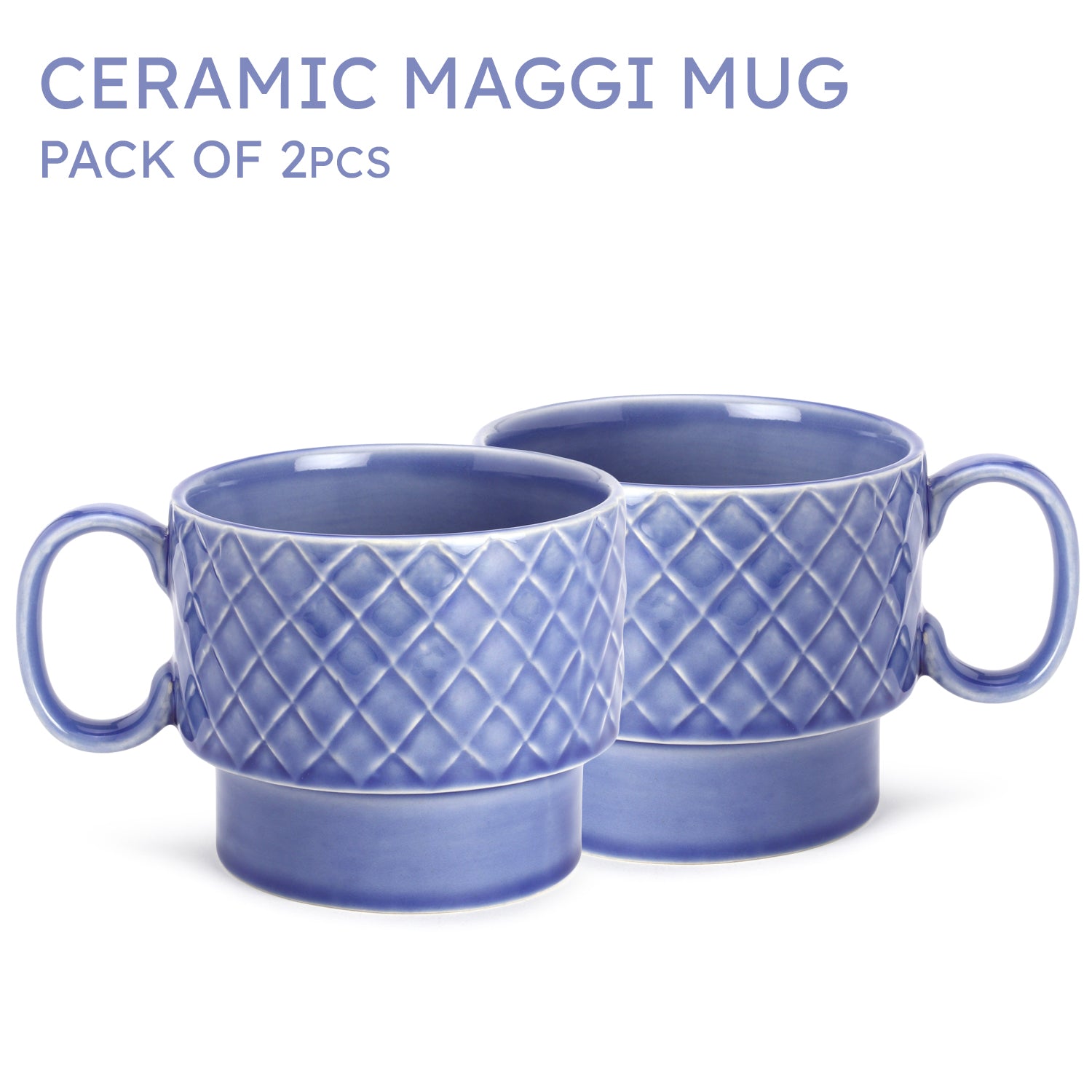 Mist Blue Ceramic Cups Set of 2 Pieces (500 ml)