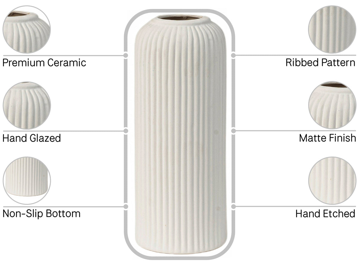 Premium Ceramic Pipe Vase Set of 3 (White) Bodhi House
