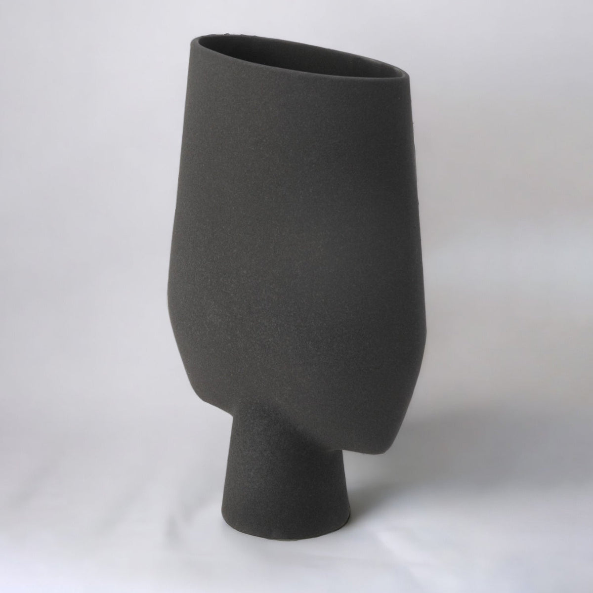 Bodhi House Ceramic Handcrafted Modern Abstract Square Minimalist Aesthetic Flower Vase for Home Decor and Gifting Vases | Matte Finish | Decorative Flower Vase for Living Room - Charcoal Black | Set of 2 Bodhi House