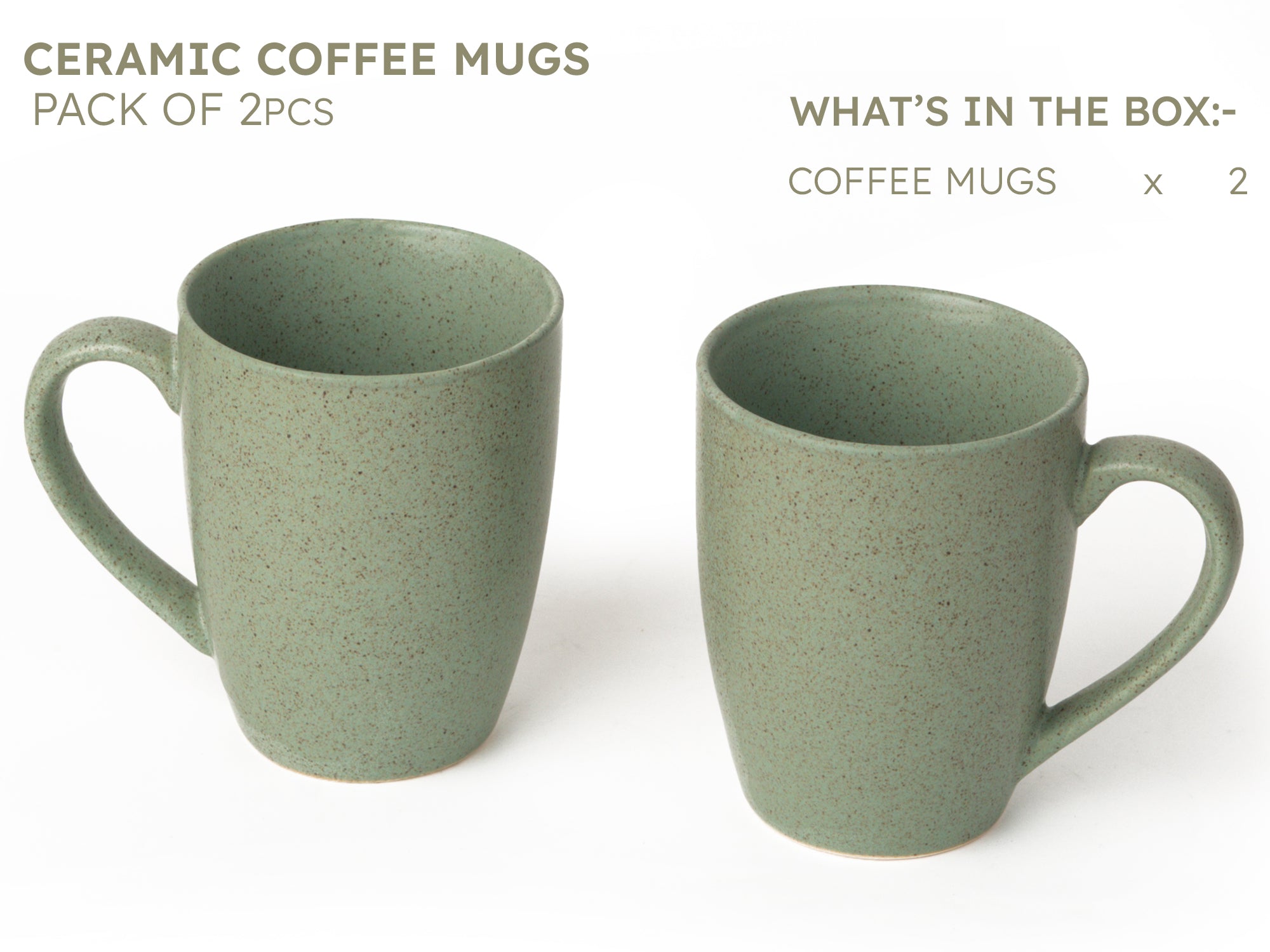 Handcrafted Ceramic Coffee Mug and Tea Cup – 300 ml (Pack of 2)