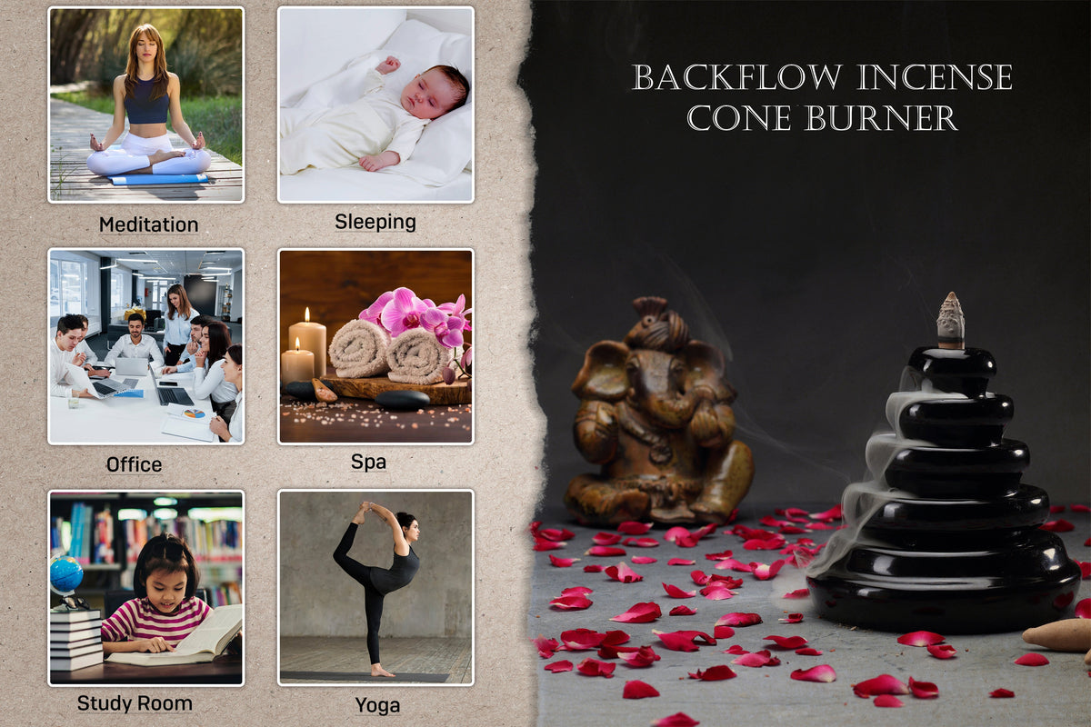 Ring Smoke Fountain Back Flow Incense Burner With 20 Incense Cones Bodhi House
