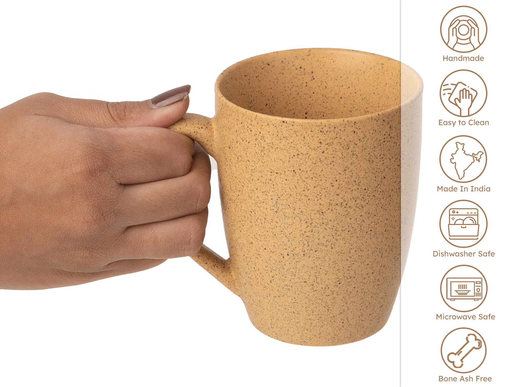 Handcrafted Ceramic Coffee Mug and Tea Cup – 300 ml (Pack of 2)