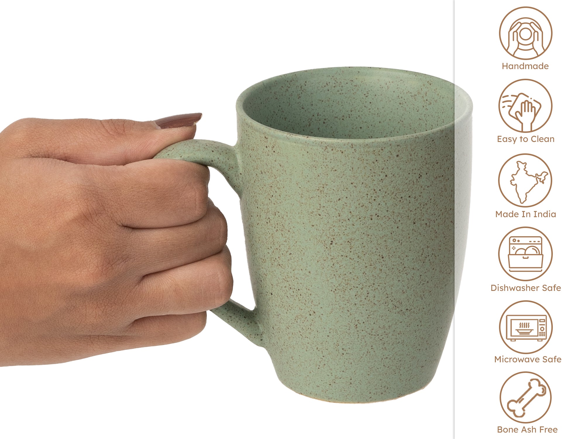 Handcrafted Ceramic Coffee Mug and Tea Cup – 300 ml (Pack of 2)