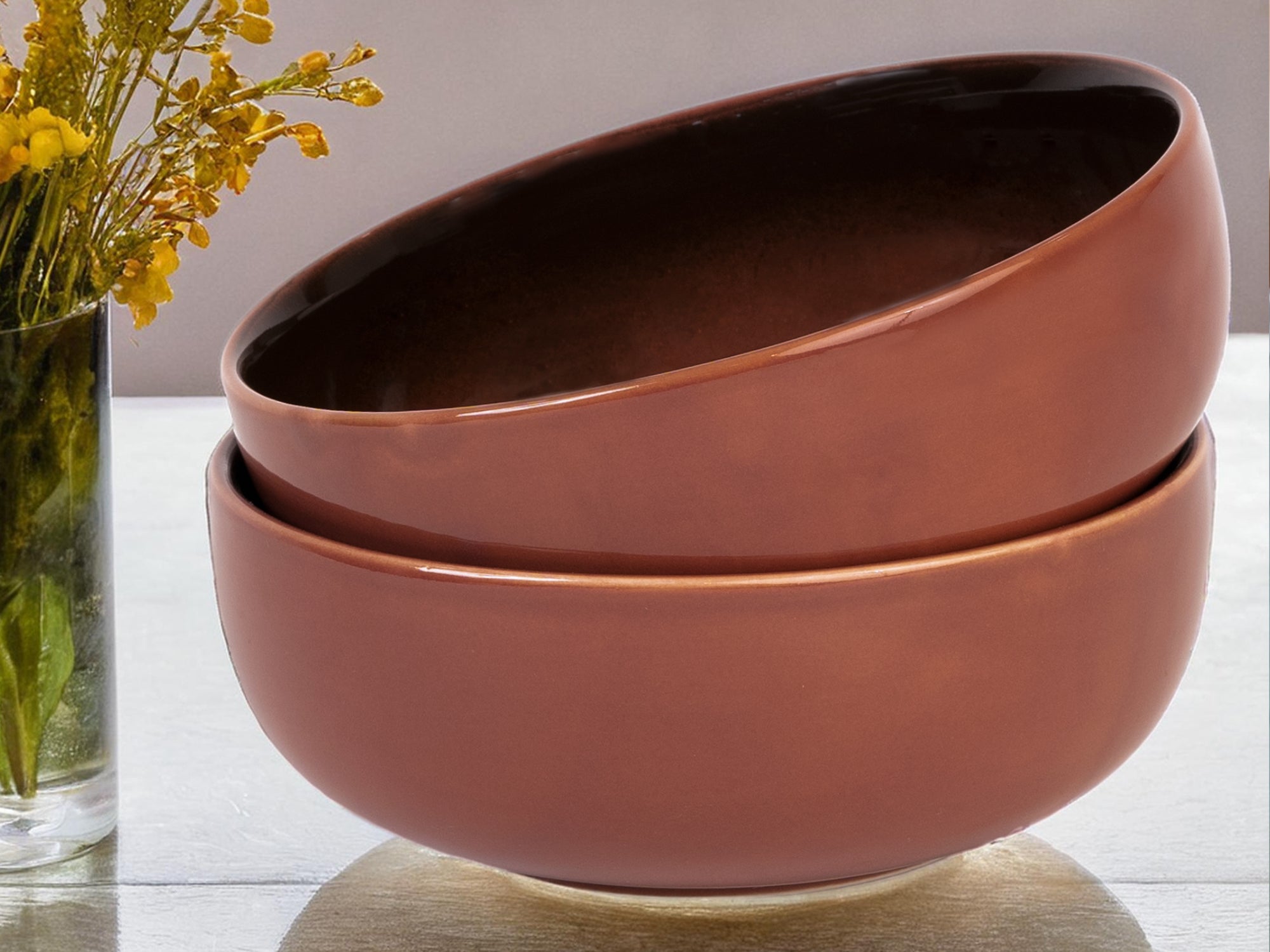 Deep Red Premium Porcelain Serving Bowls Set of 2