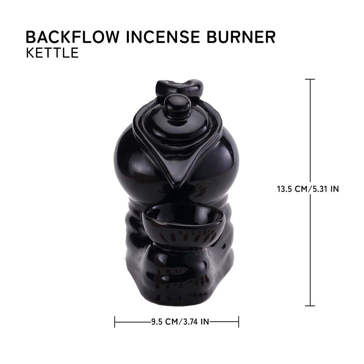 Tea Pot Smoke Fountain Back Flow Incense Burner With 20 Incense Cones Bodhi House